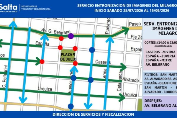 Entronización de las imágenes del Señor y la Virgen del Milagro: Cortes y filtros en el centro