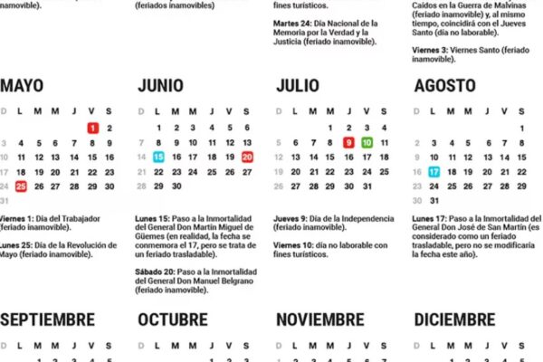 Feriado nacional y día no laborable
