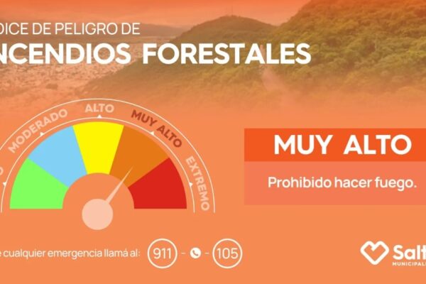 «Muy alto» índice de incendios forestales en los próximos días